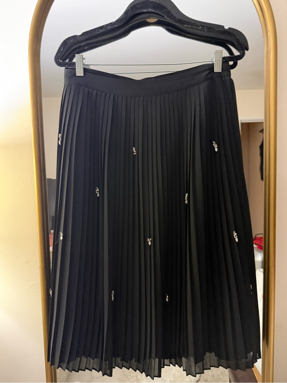 ELOQUII Black Pleated Embellished Midi Skirt Size 16